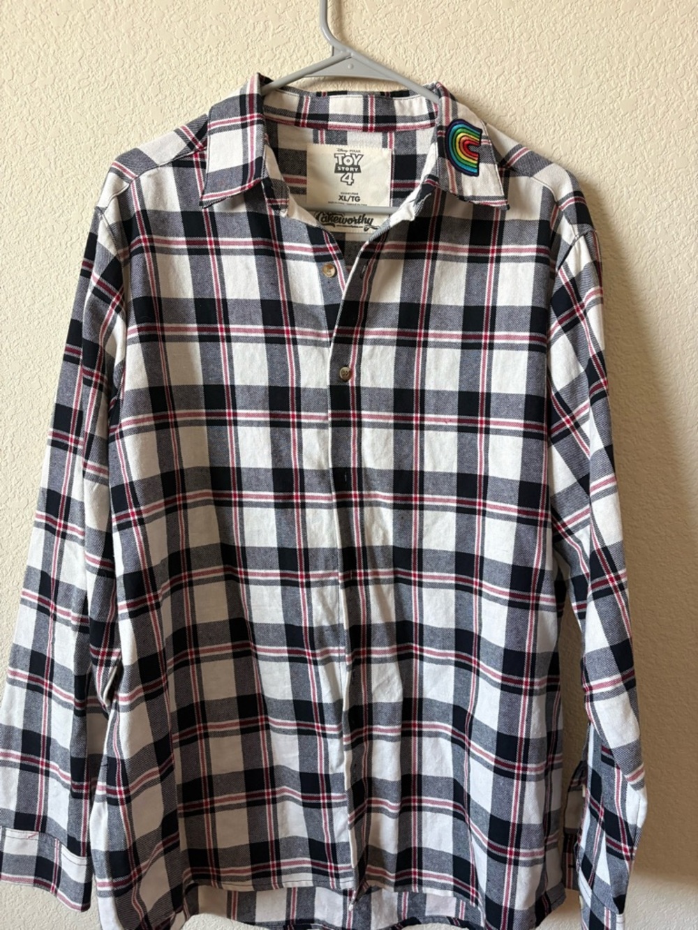 Cakeworthy Disney Flannel Shirt Mens Medium Toy Story 4 Forky Black